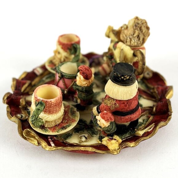 VTG Christmas Miniature Tea Set Santa Elves Workshop Resin Figurines intricate - Picture 6 of 16